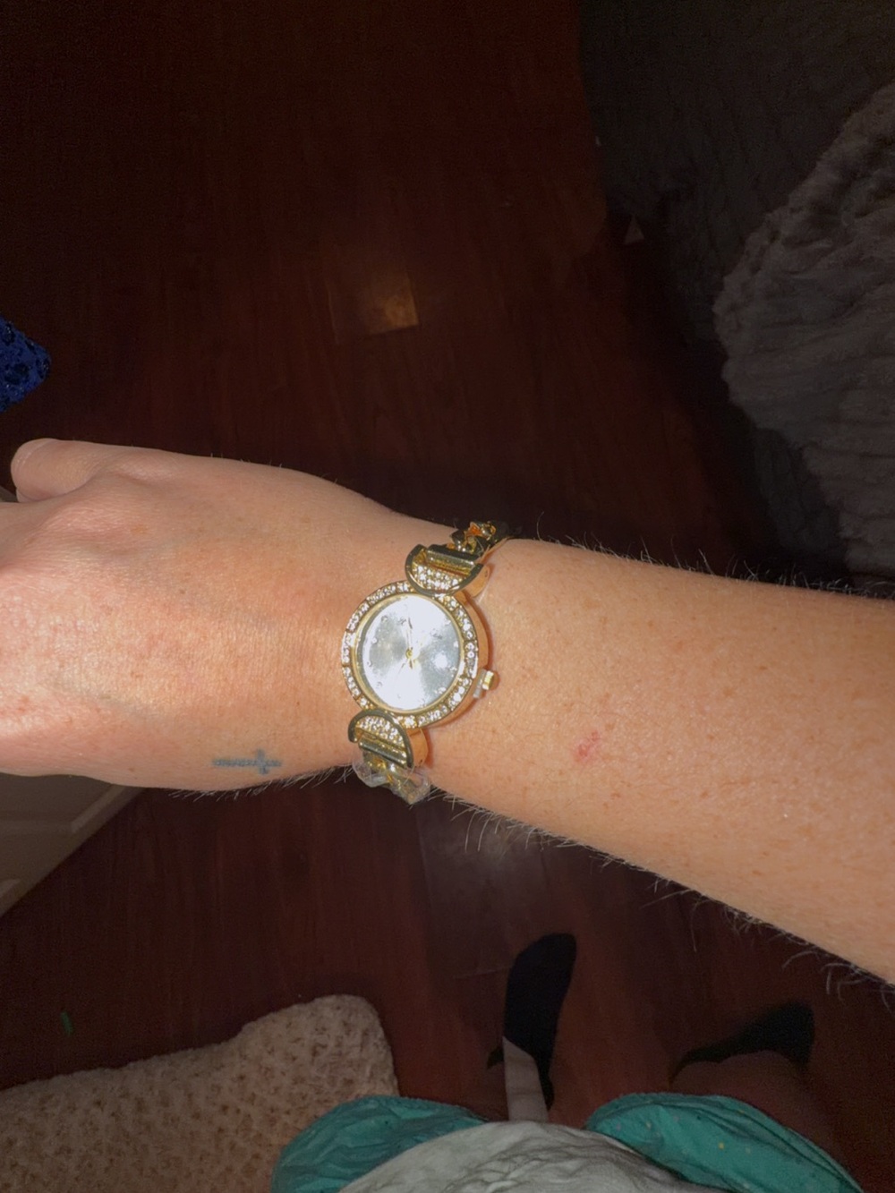 Gold-Tone Crystal Accent Women's Bracelet Watch